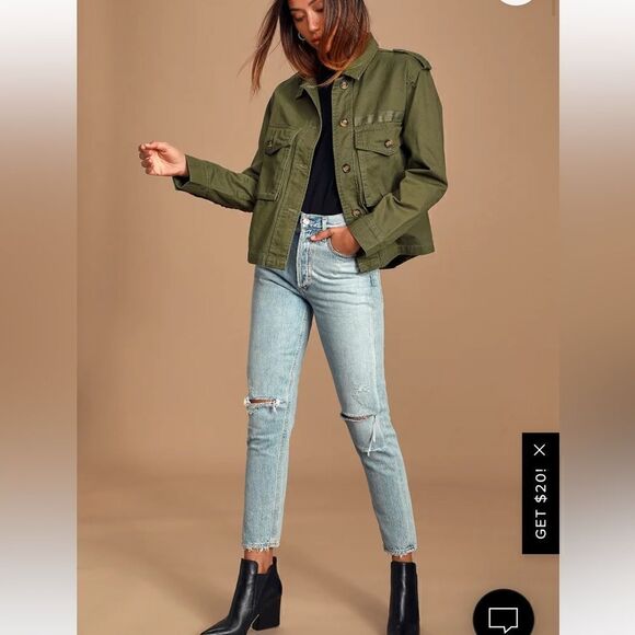 Lulus Ready For Action Olive Green Cropped Utility Jacket - Picture 11 of 11